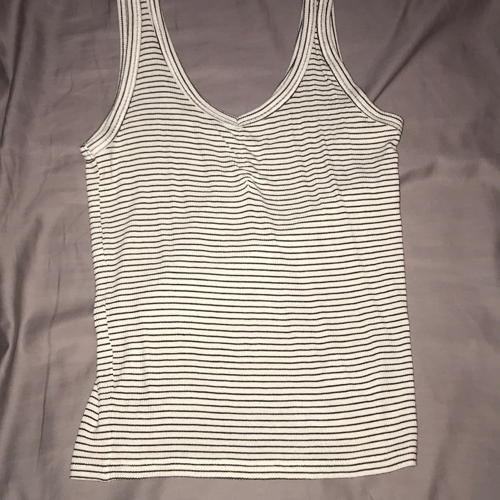 Black and white skinny striped tank top